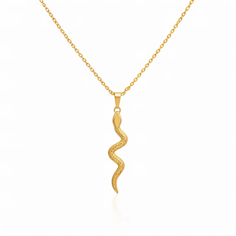 Serpentine Grace 18K Gold Plated Snake Pendant Necklace 1