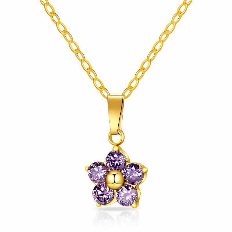 Keyuraa Amethyst Blossom Gold Pendant Necklace 1