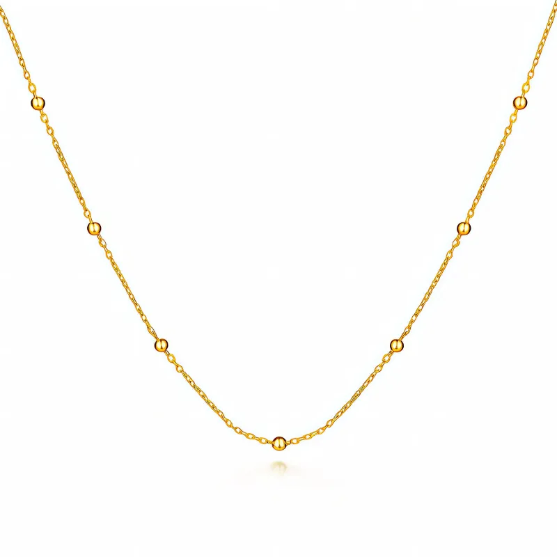 Golden Dew Satellite 18K Gold Plated Beaded Chain Necklace 1