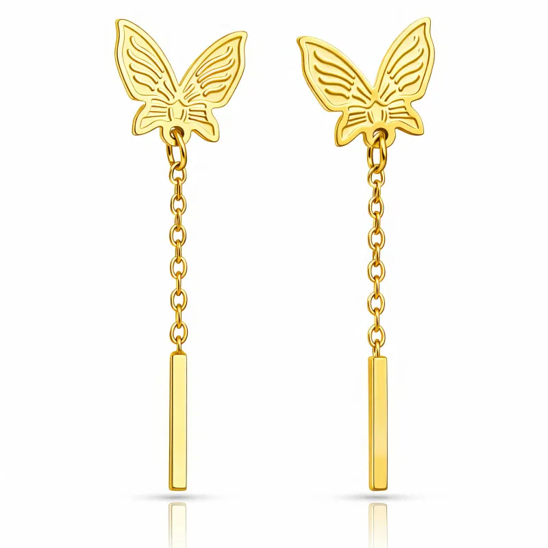 Aurelia Butterfly Drop Earrings — 18K Gold Plated 1