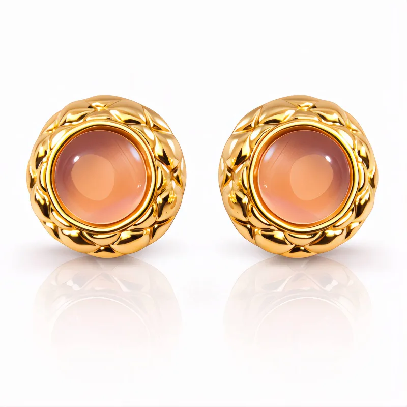 Rose Tresse Braided Round Stud Earrings 1