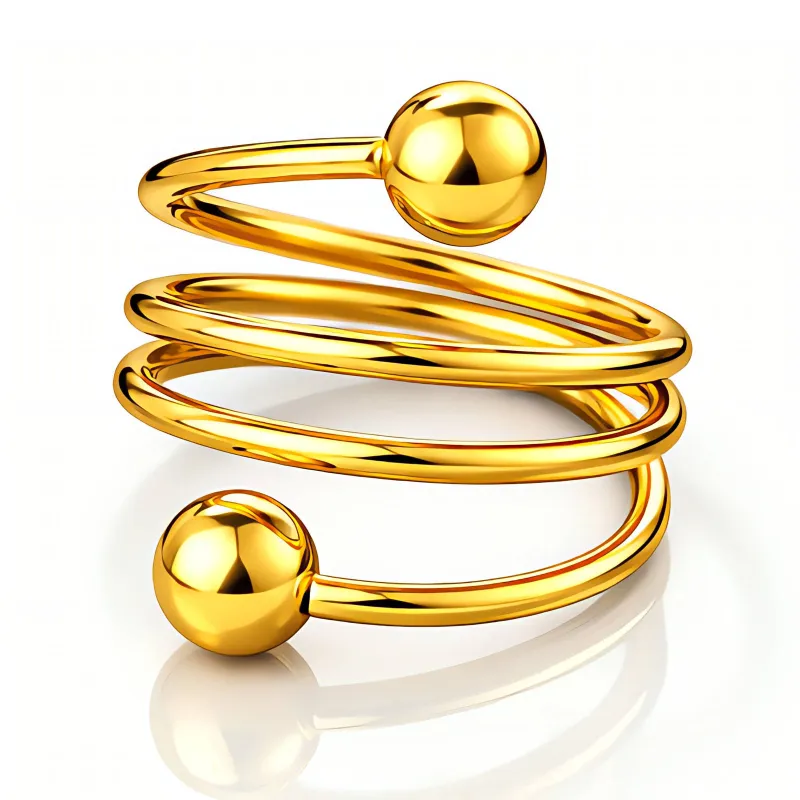 Galaxy Coil 18K Gold Plated Triple Spiral Ball Ring 1