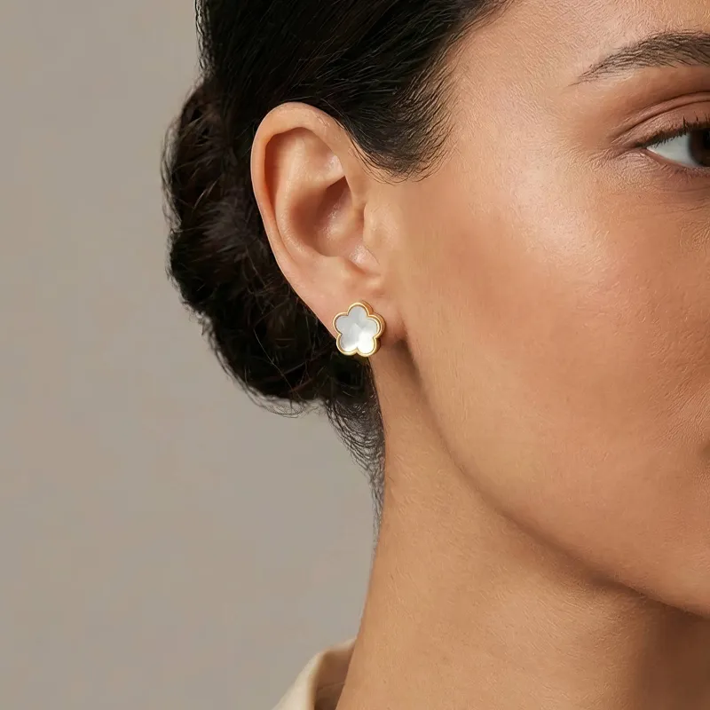Fleur Nacre Mother of Pearl Flower Studs 1