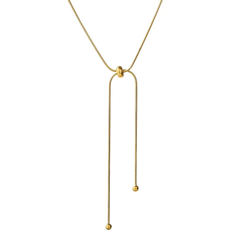 Golden Lariat Slider 18K Gold Plated Snake Chain Necklace 1