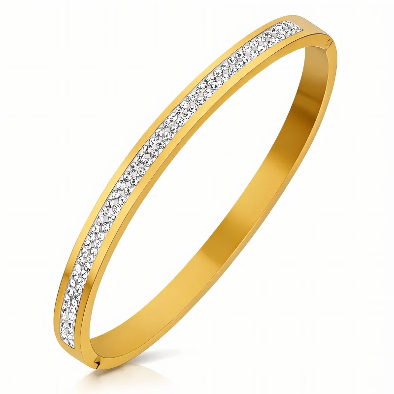 Stardust 18K Gold Plated Pave Crystal Hinged Bangle 1