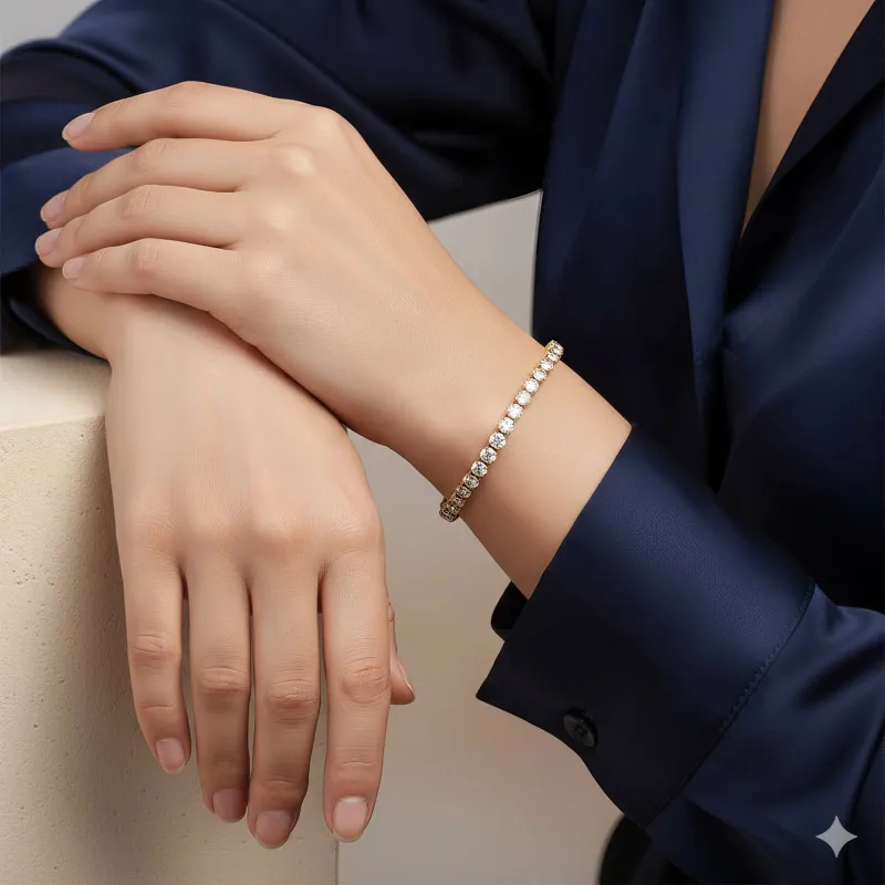 Diamond Luxe 18K Gold Plated Bold Crystal Tennis Bracelet 2