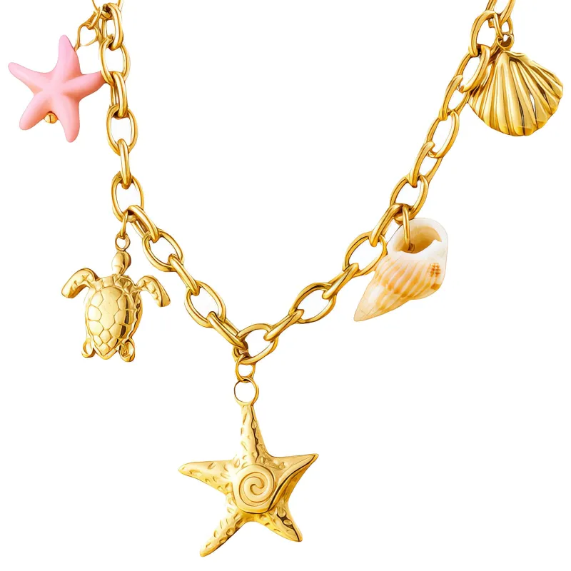 Coastal Dreams 18K Gold Plated Sea Charm Necklace 1