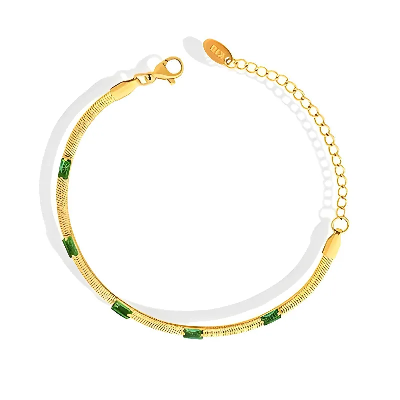Emerald Isle 18K Gold Plated Baguette Snake Chain Bracelet 1