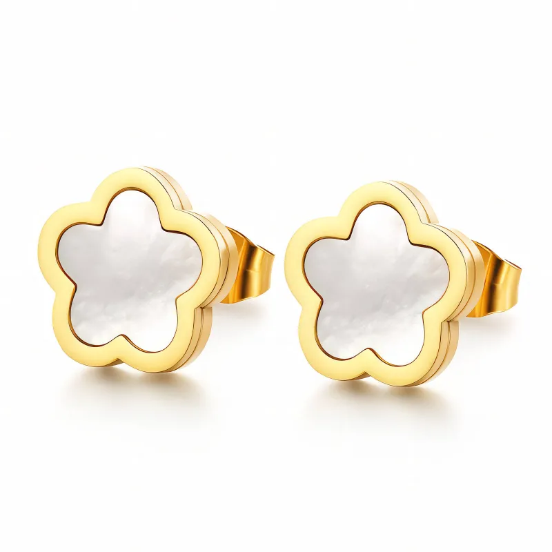 Fleur Nacre Mother of Pearl Flower Studs 2