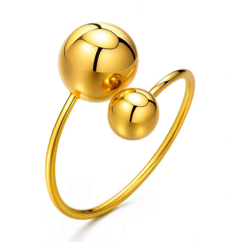 Orbit Duo 18K Gold Plated Double Ball Open Ring 1