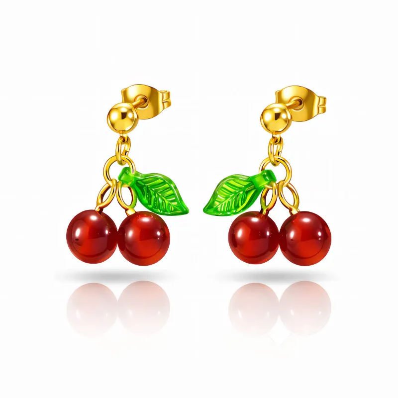 Cerise Cherry Drop Earrings 1