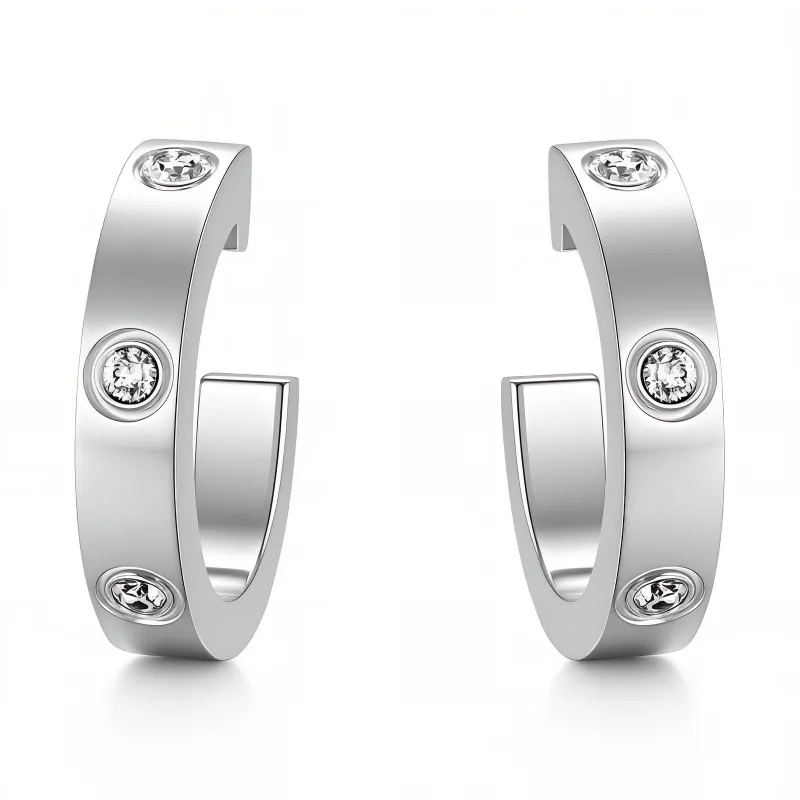 Luxe Orbis CZ Bezel Huggie Hoop Earrings 1
