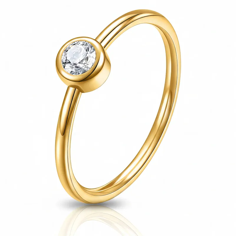 Pure Solitaire 18K Gold Plated Bezel Crystal Ring 1