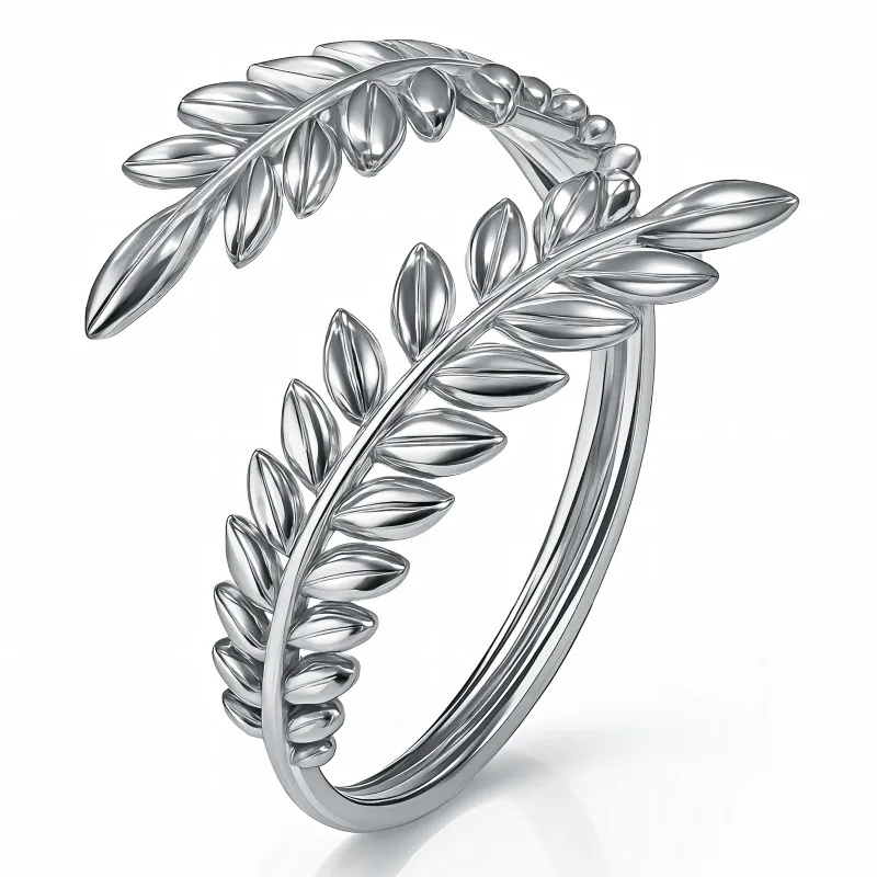 Olive Wreath Silver Plated Leaf Wrap Open Ring 1